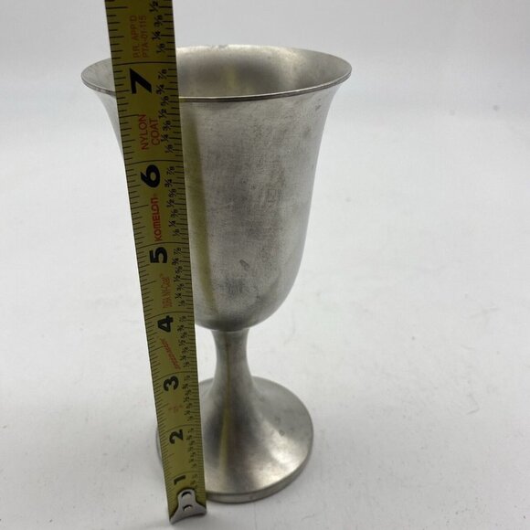 Vtg WEB Pewter Wine Goblet Cocktail Glass Pedestal Footed 6 5/8” Patina‎ Stains - Picture 5 of 10